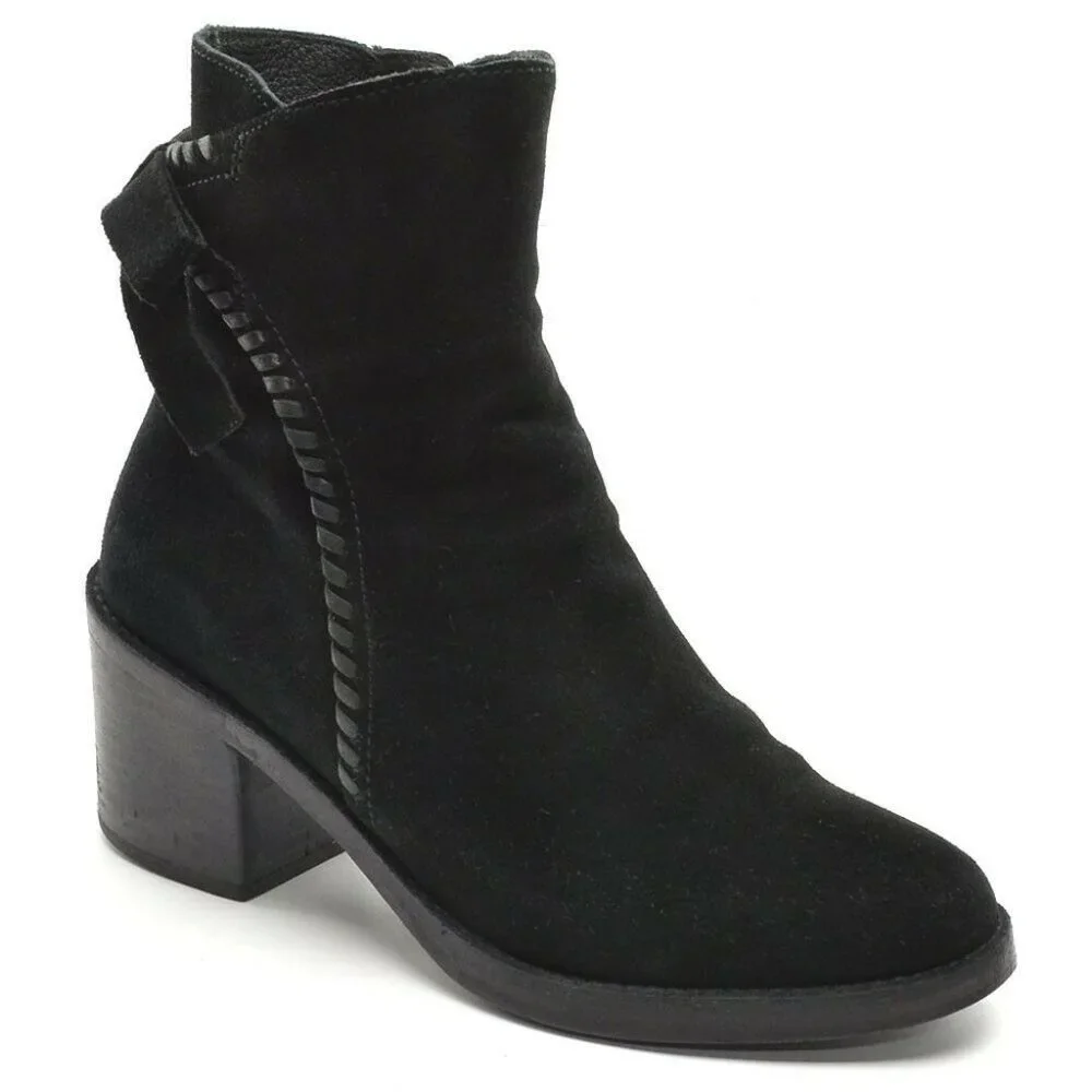 UGG Fraise Black Suede Back Bow Ankle Boots 38 / 7